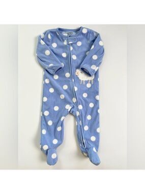 Carter's Blue and White Polka Dot‎ Fleece Footie with Sheep